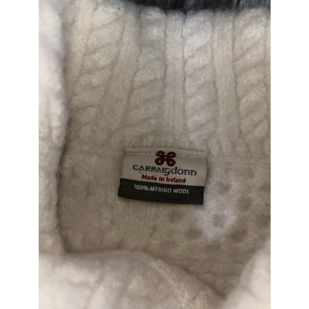 Carraig Donn Irish Wool Fisherman Cream Sweater Cardigan Kids Size M Cable Knit - Picture 5 of 10